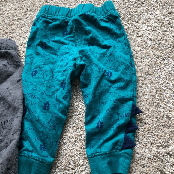 EUC- Carters 2 Pairs of Dinosaur Pants; Dark Grey & Aqua Blue- size 12 months - Picture 10 of 12